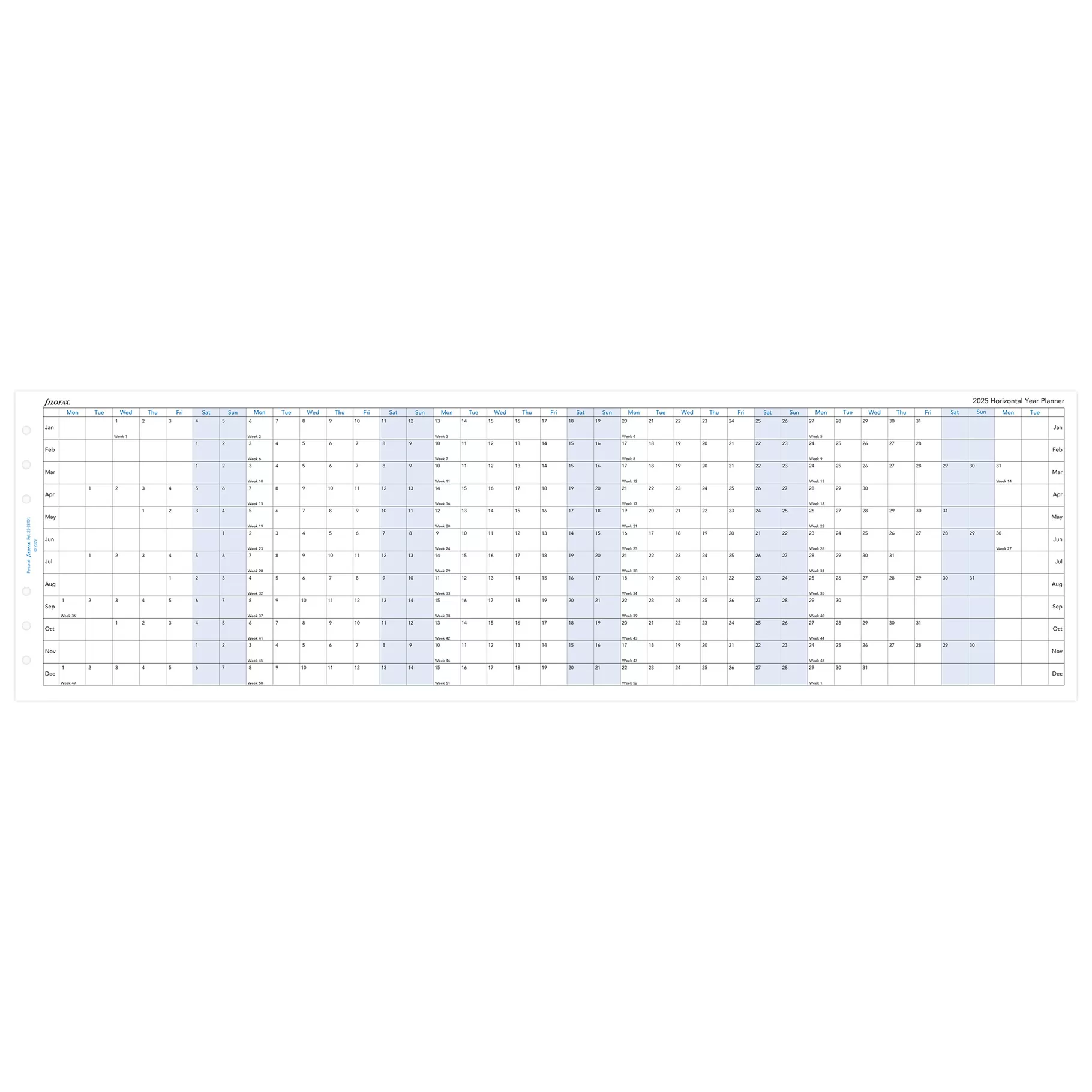 Filofax, Plánovací Kalendář 2025 osobní, horizontální, AJ