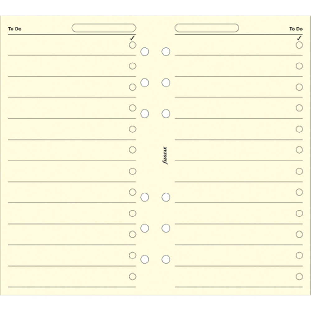Filofax, Seznam úkolů pro diáře, osobní, krémová