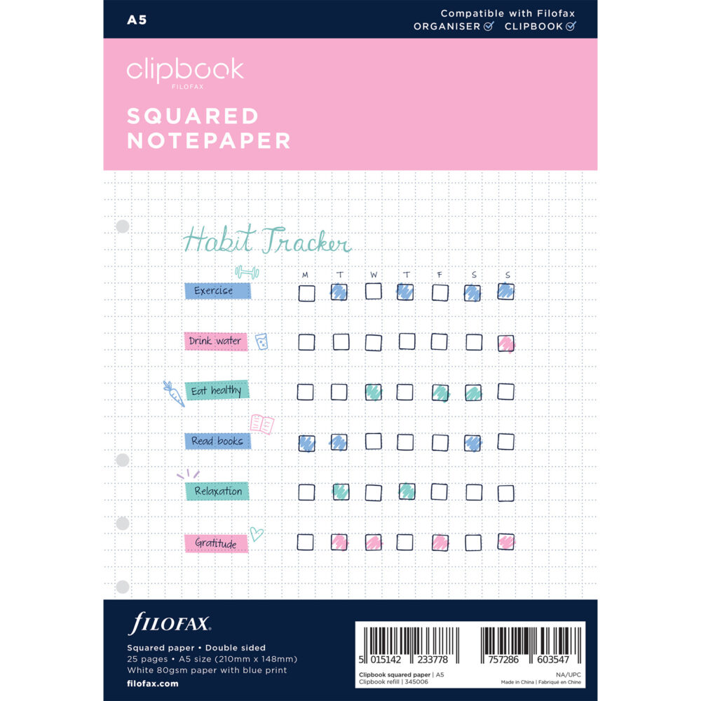 Filofax, Papíry pro Clipbook, čtverečkované, A5, bílá - Image 2